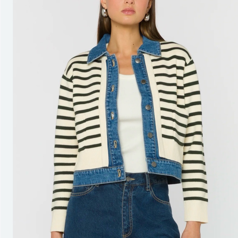 Velvet Heart Francis Jasper Denim Trimmed Cardigan